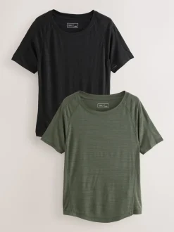 Noir/Vert - Lot de 2 t-shirts Active Crew Neck légers à manches courtes