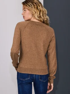 Néppy marron camel - Pull col rond riche en coton au toucher doux