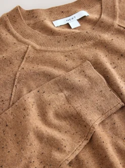 Néppy marron camel - Pull col rond riche en coton au toucher doux