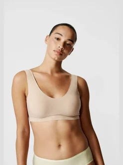 Nude - Chantelle Haut doux et extensible sans coutures Col en V rembourré Raccourci