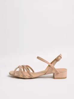 Nude - Friends Like These Low Block Heel Diamante Occasion Sandals (Sandales d'occasion à talons bas et à diamants)