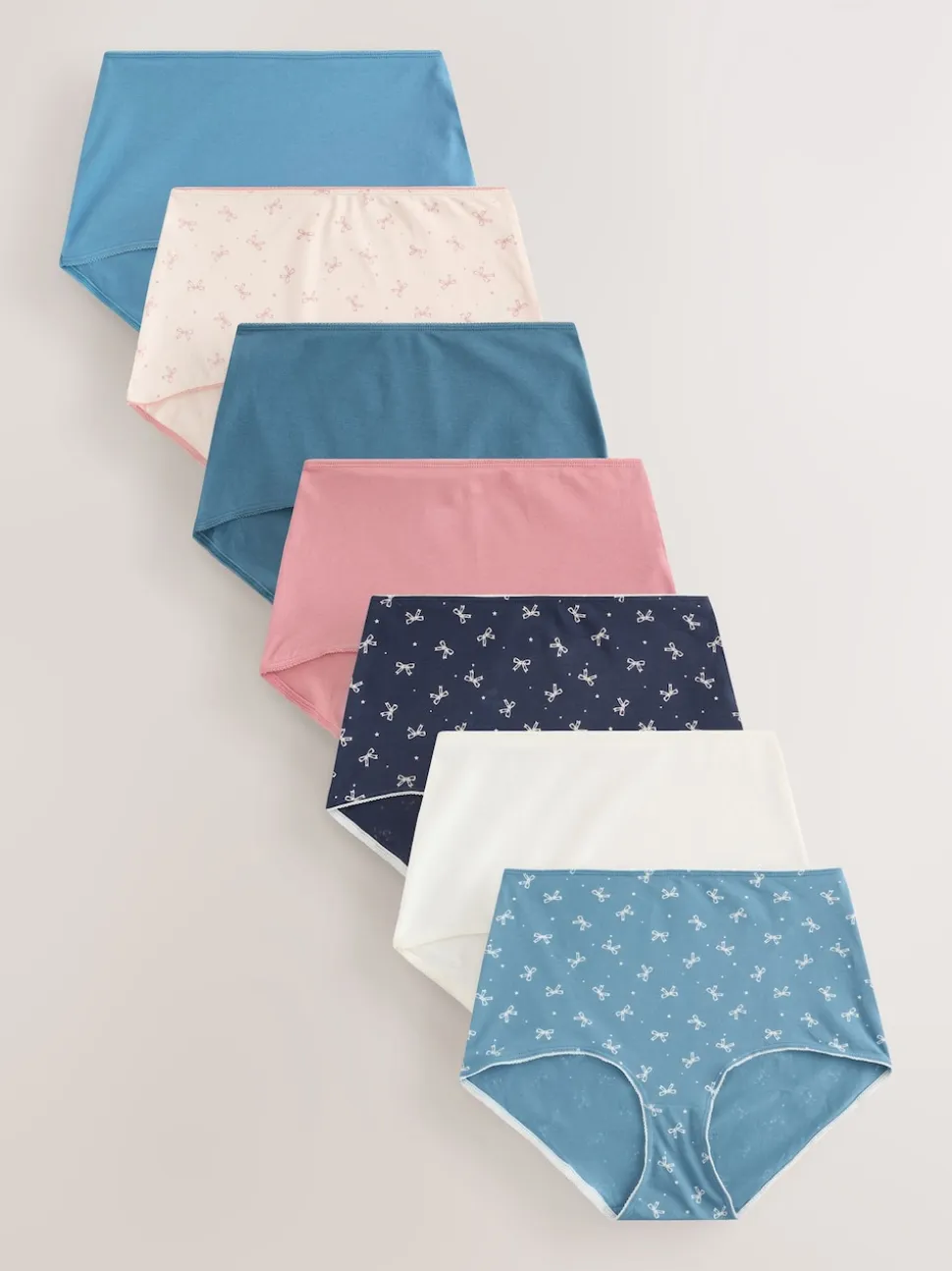 Nœuds bleus - Culotte en coton riche 7 Pack