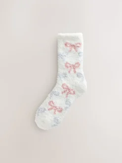 Nœuds rose/gris - Lot de 4 paires de chaussettes douillettes