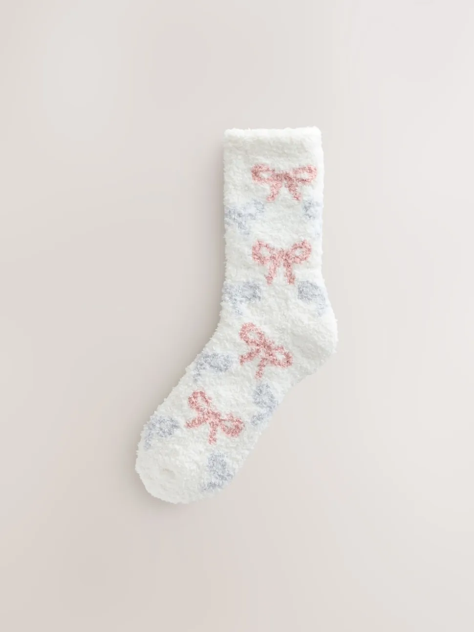 Nœuds rose/gris - Lot de 4 paires de chaussettes douillettes