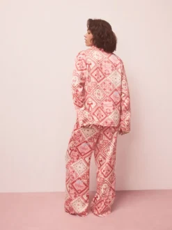 Nœuds roses - Pyjama boutonné en satin