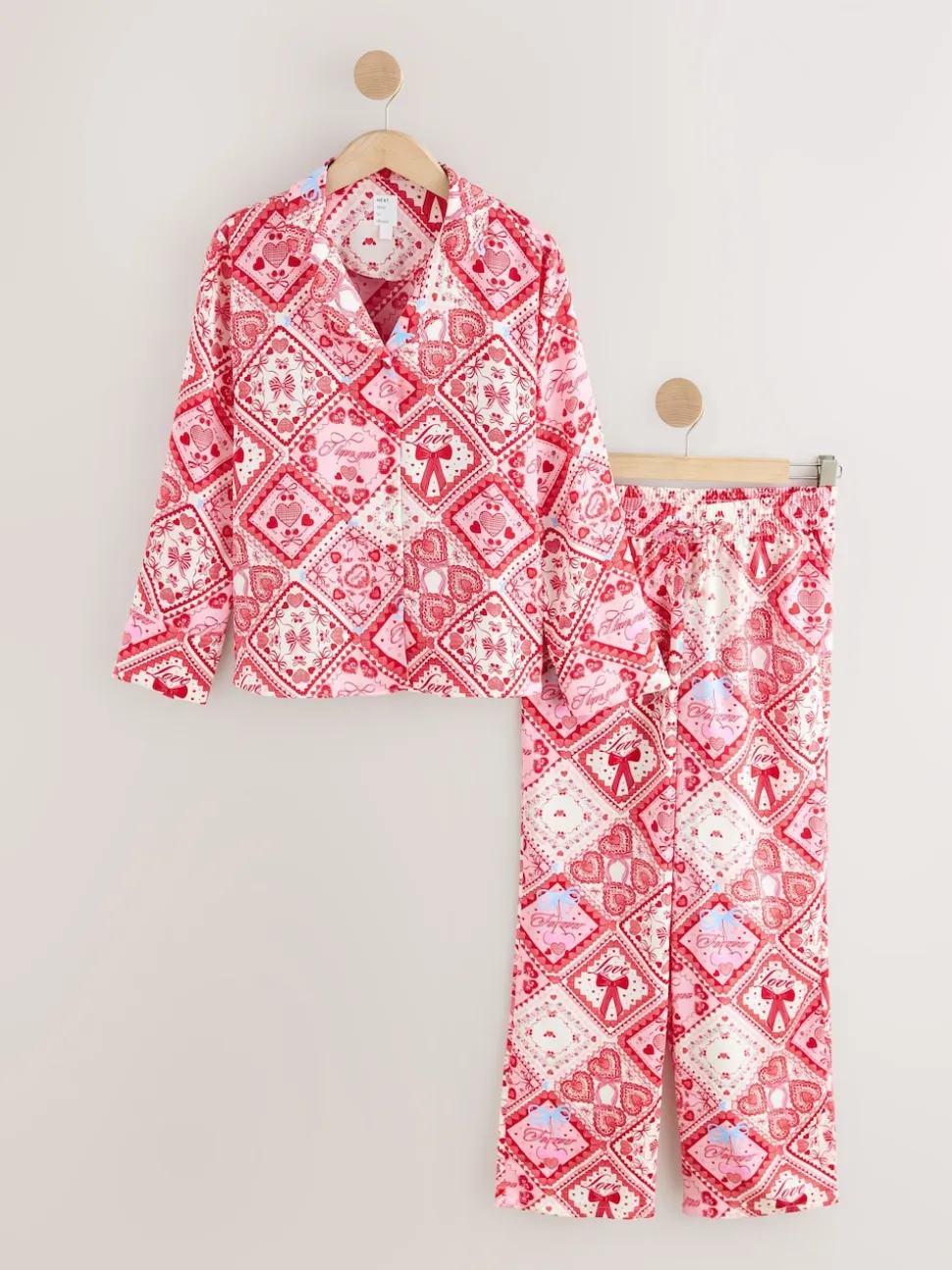 Nœuds roses - Pyjama boutonné en satin