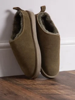 olive - Chaussons d’hiver Lakeland Leather Sabot en peau de mouton pour femme