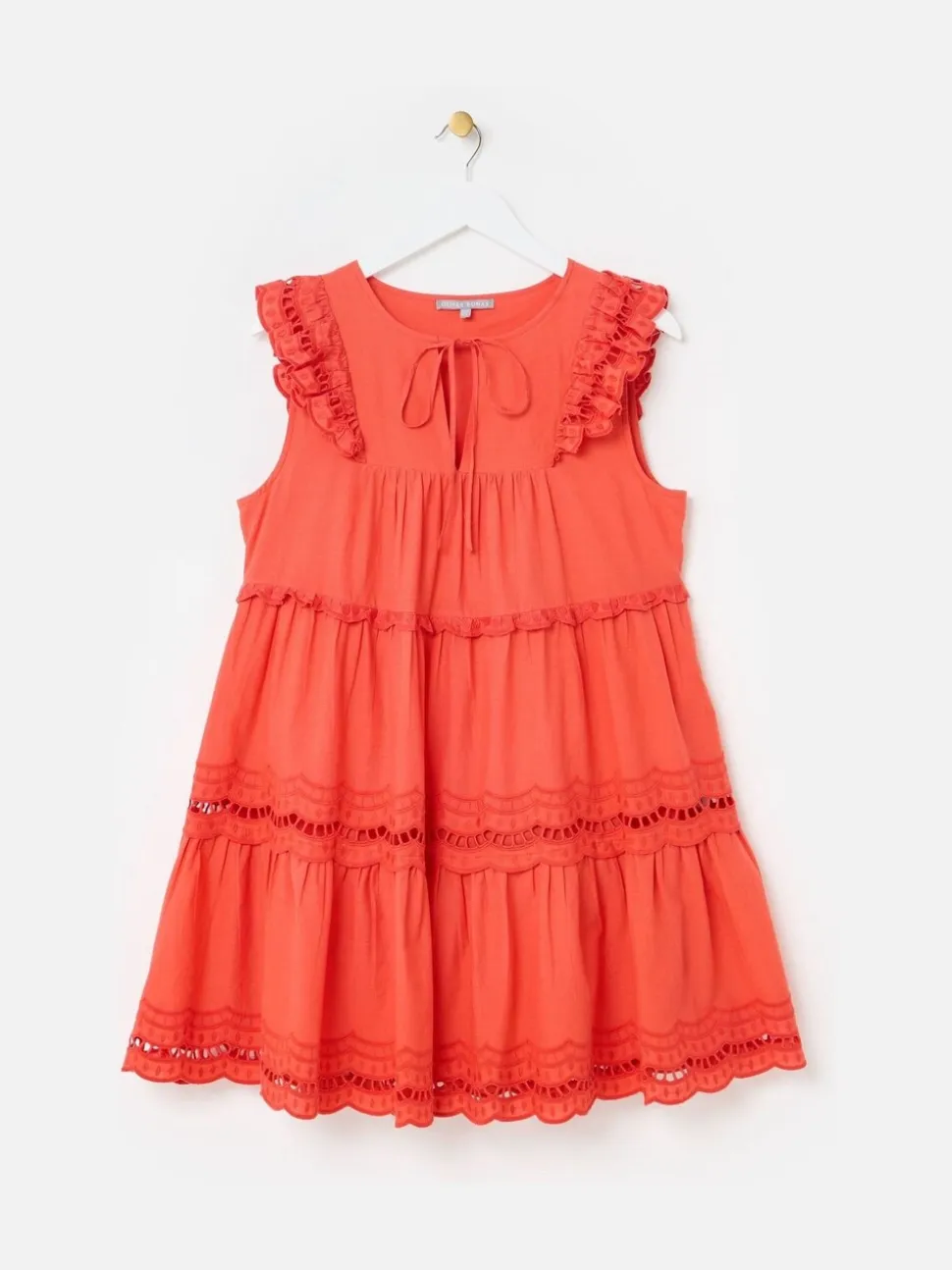 Oliver Bonas Robe courte à volants avec bordure en échelle de corail