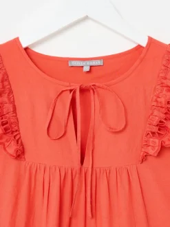 Oliver Bonas Robe courte à volants avec bordure en échelle de corail