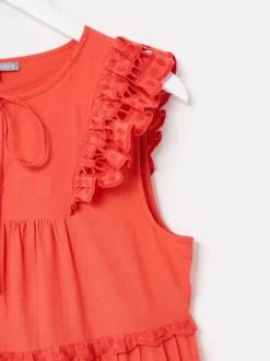 Oliver Bonas Robe courte à volants avec bordure en échelle de corail