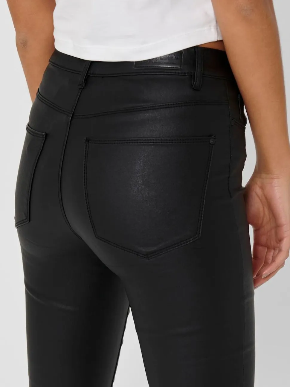 ONLY Pantalon enduit à taille mi-haute