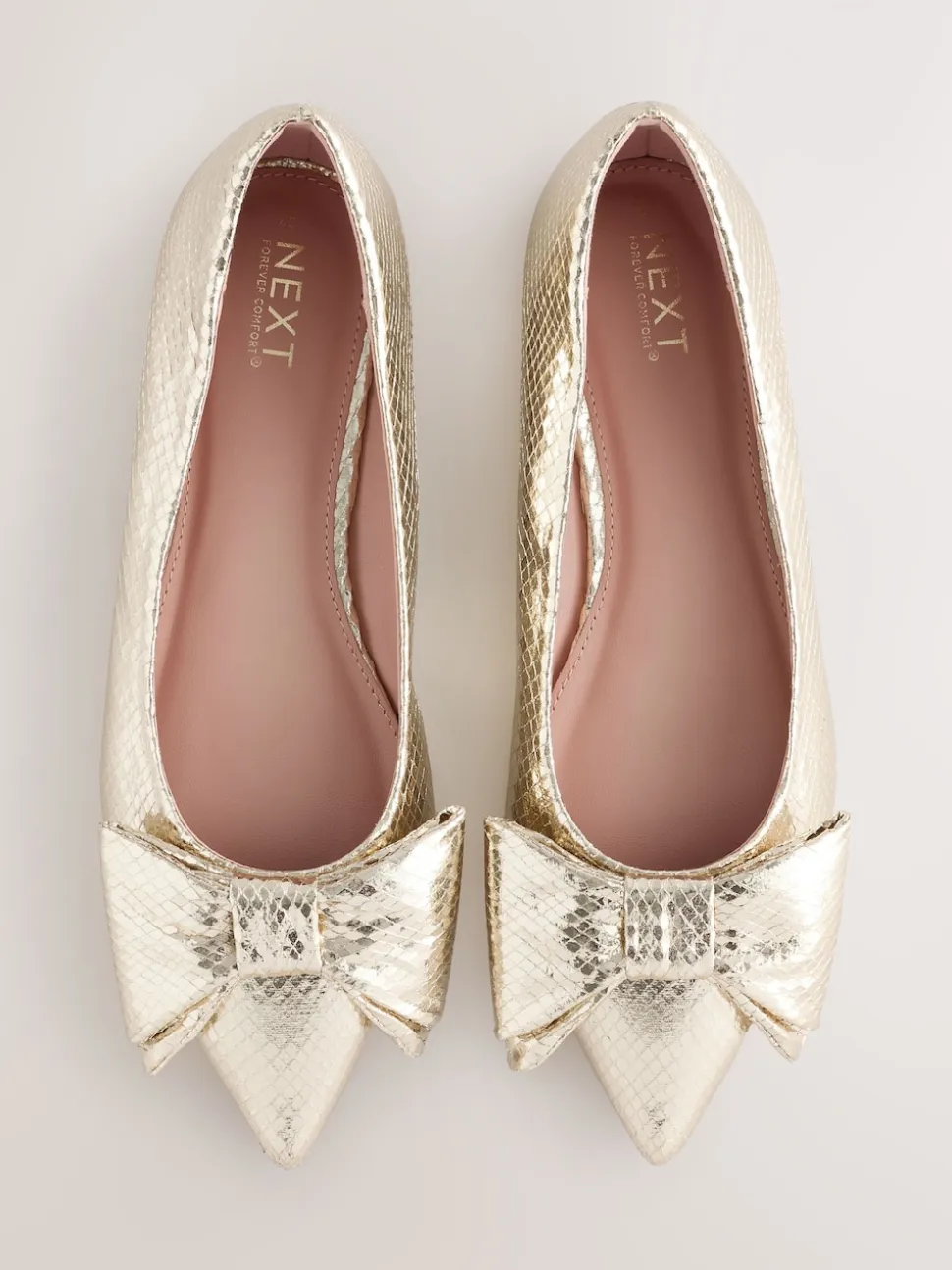 Or - Ballerines à bout pointu avec nœud
