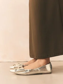 Or - Ballerines à bout pointu avec nœud
