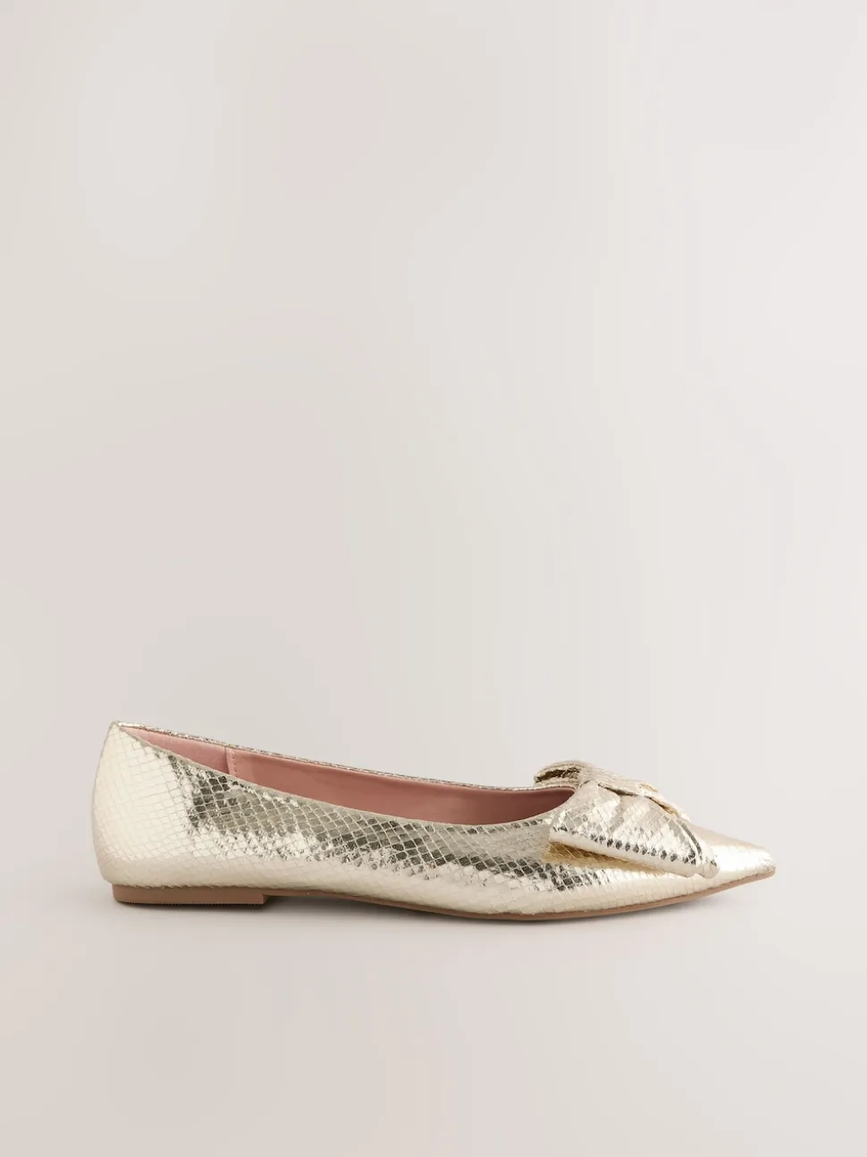 Or - Ballerines à bout pointu avec nœud