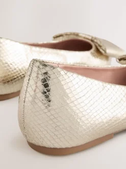 Or - Ballerines à bout pointu avec nœud