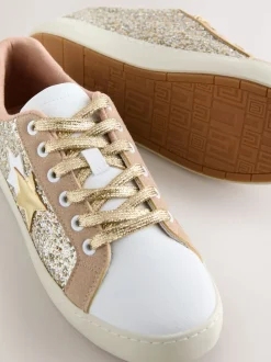 Or - Baskets à lacets style baseball Forever Comfort® avec étoile pailletée