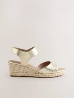 Or - Chaussures compensées à bout élastique avec brides