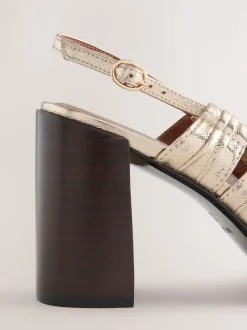 Or - Chaussures Forever Comfort® en Cuir à talons carrés fendus et bride arrière