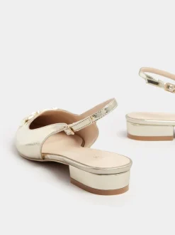 Or - Chaussures Long Tall Sally à bride arrière bordées de métal