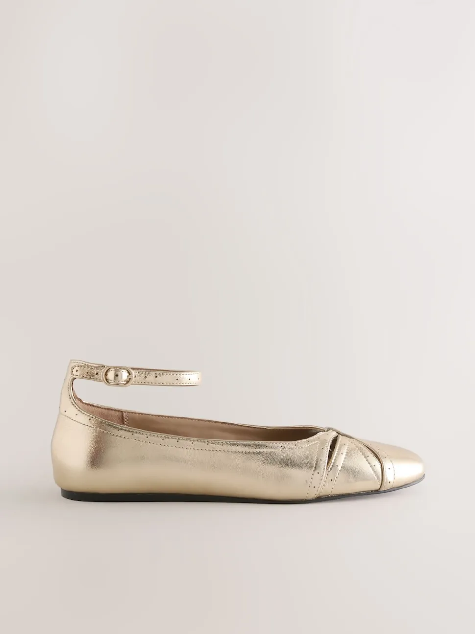 Or - Chaussures plates Forever Comfort® en cuir avec bride à la cheville