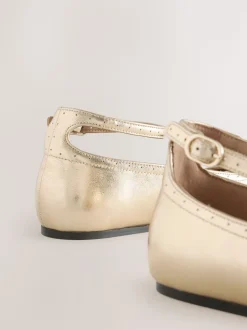 Or - Chaussures plates Forever Comfort® en cuir avec bride à la cheville