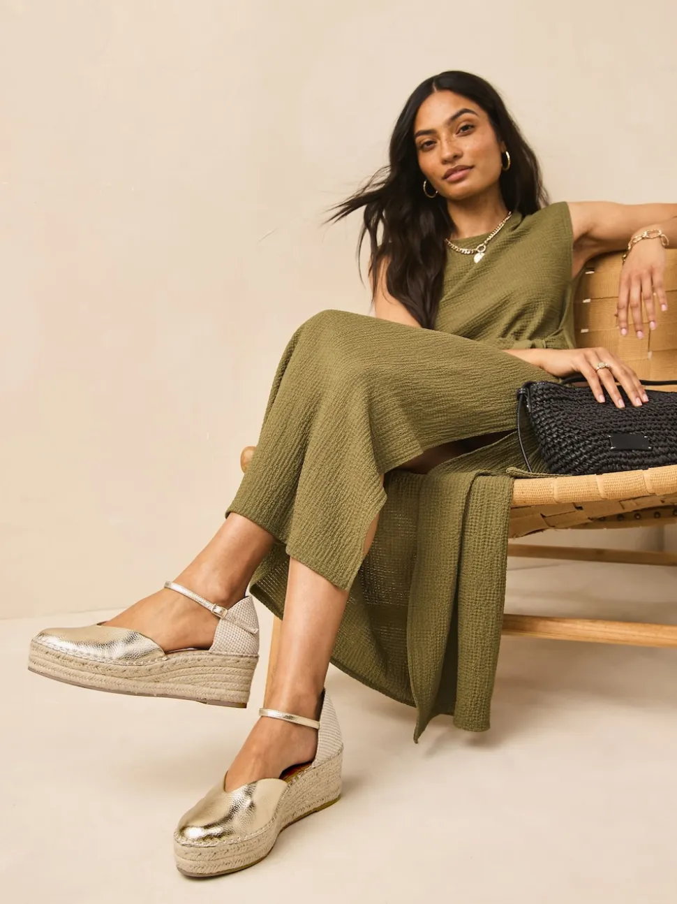 Or - Espadrilles à plateforme fermée et à bout compensé