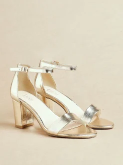 Or - Linzi Legacy Wide Fit à peine là des sandales à talons blocs arrière fermés