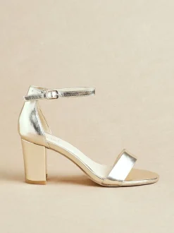 Or - Linzi Legacy Wide Fit à peine là des sandales à talons blocs arrière fermés