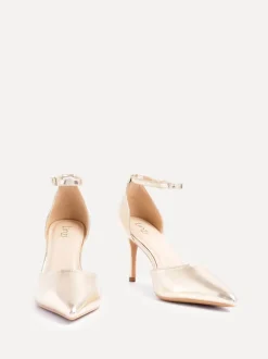 Or - Linzi Thea Closed Back Stiletto Escarpins et talons With Ankle Strap