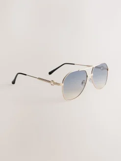 Or - Lunettes de soleil à monture en métal