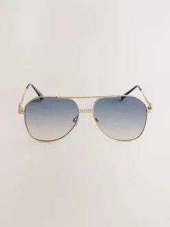Or - Lunettes de soleil à monture en métal
