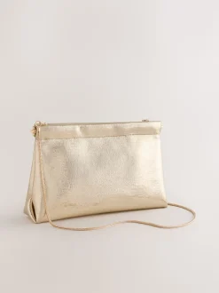 Or - Pochette à bouton-pression à détails scintillants