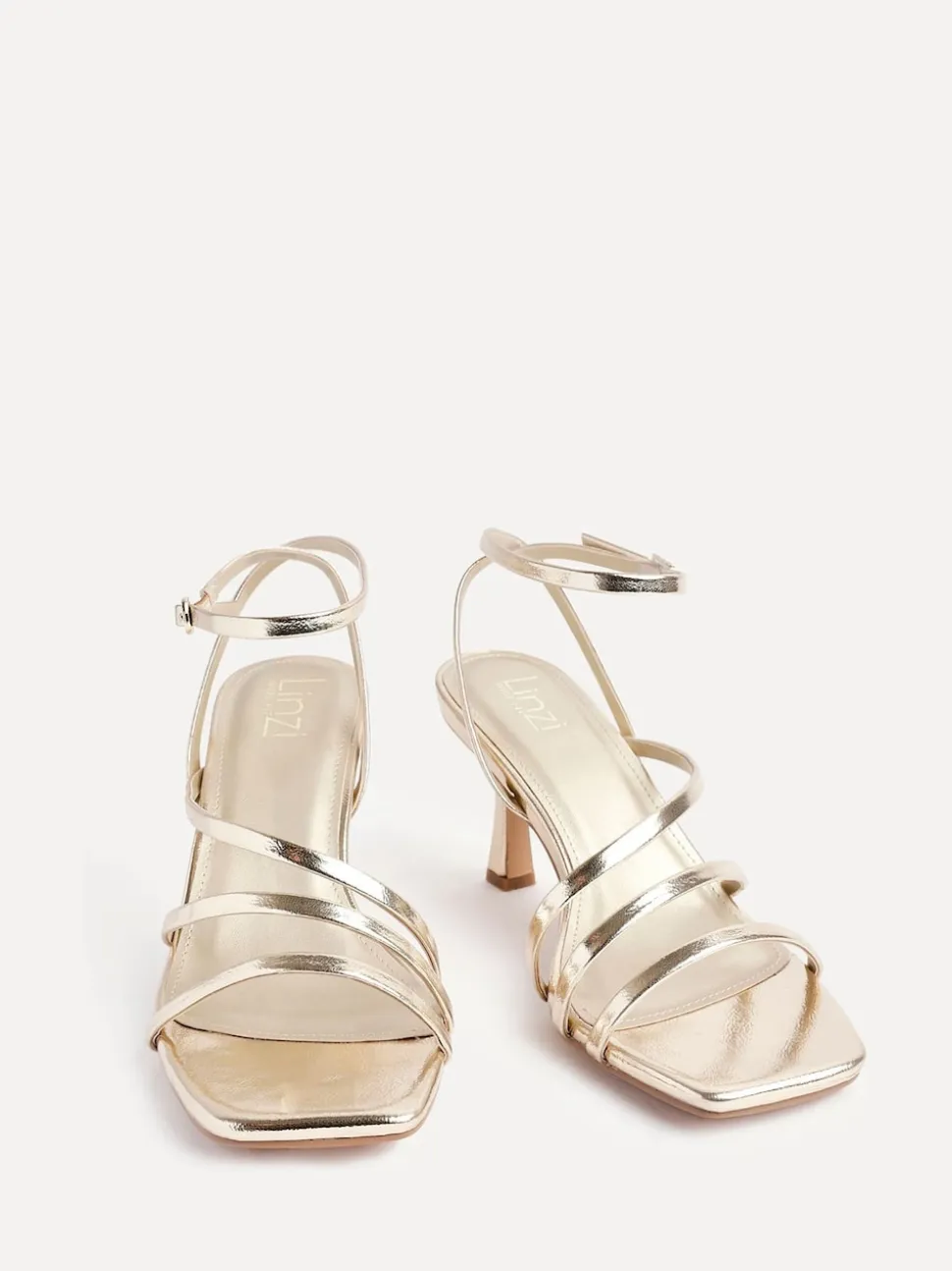 Or - Sandales à talons à lanières Linzi Reflect coupe large