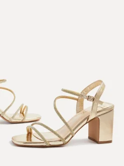 Or - Sandales à talons carrés Linzi Kira à lanières et diamants