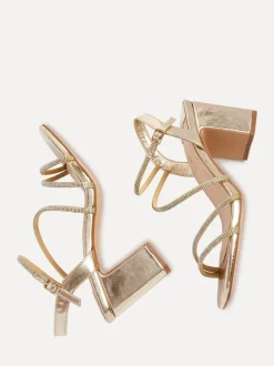 Or - Sandales à talons carrés Linzi Kira à lanières et diamants