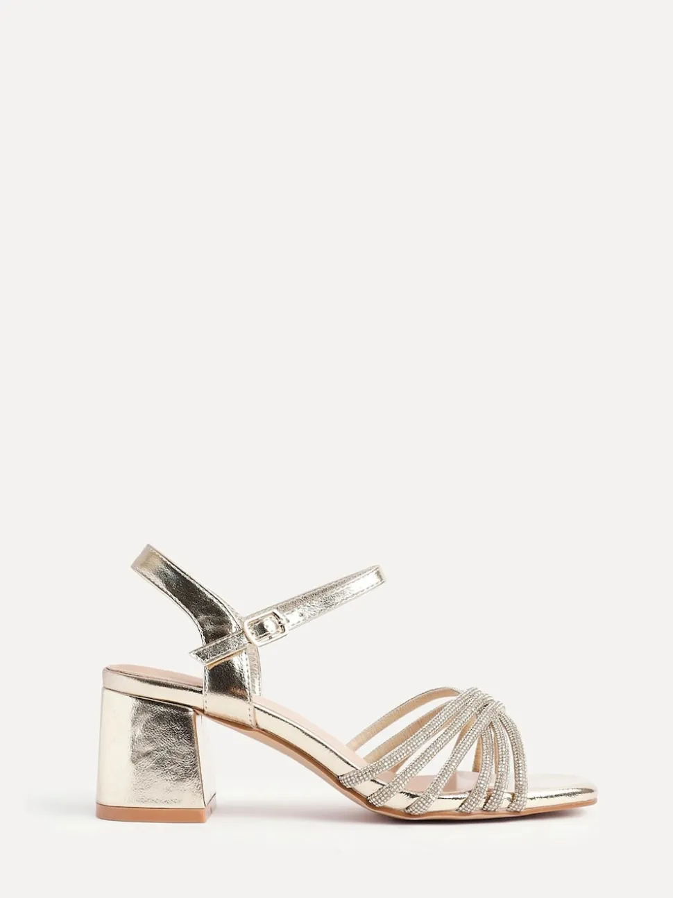 Or - Sandales à talons croisés en diamants Linzi Coupe large