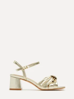 Or - Sandales Linzi Charlotte à talons carrés avec nœud sur le devant