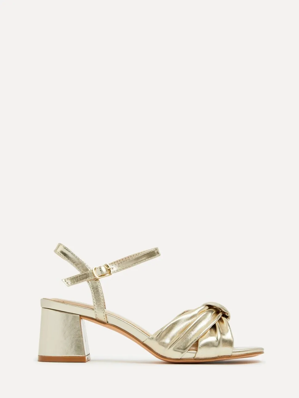 Or - Sandales Linzi Charlotte à talons carrés avec nœud sur le devant