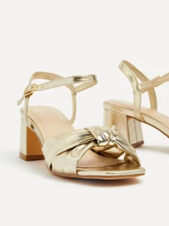 Or - Sandales Linzi Charlotte à talons carrés avec nœud sur le devant