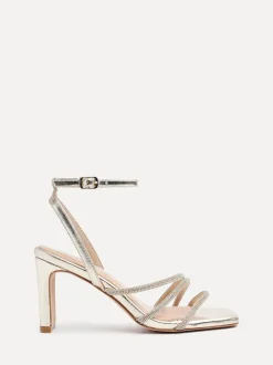 Or - Sandales Linzi scintillantes à talon carré en diamant