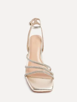 Or - Sandales Linzi scintillantes à talon carré en diamant