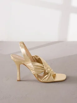 Or - Sandales Signature en cuir à talons torsadés haut de gamme
