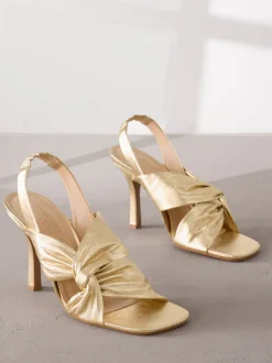 Or - Sandales Signature en cuir à talons torsadés haut de gamme