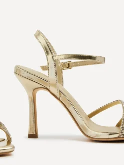 Or - Talon à lanières Linzi Hypnomerisise orné de diamants