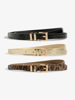 Or, léopard et noir - Lot de 3 ceintures skinny Lipsy