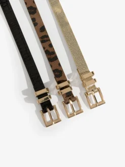 Or, léopard et noir - Lot de 3 ceintures skinny Lipsy
