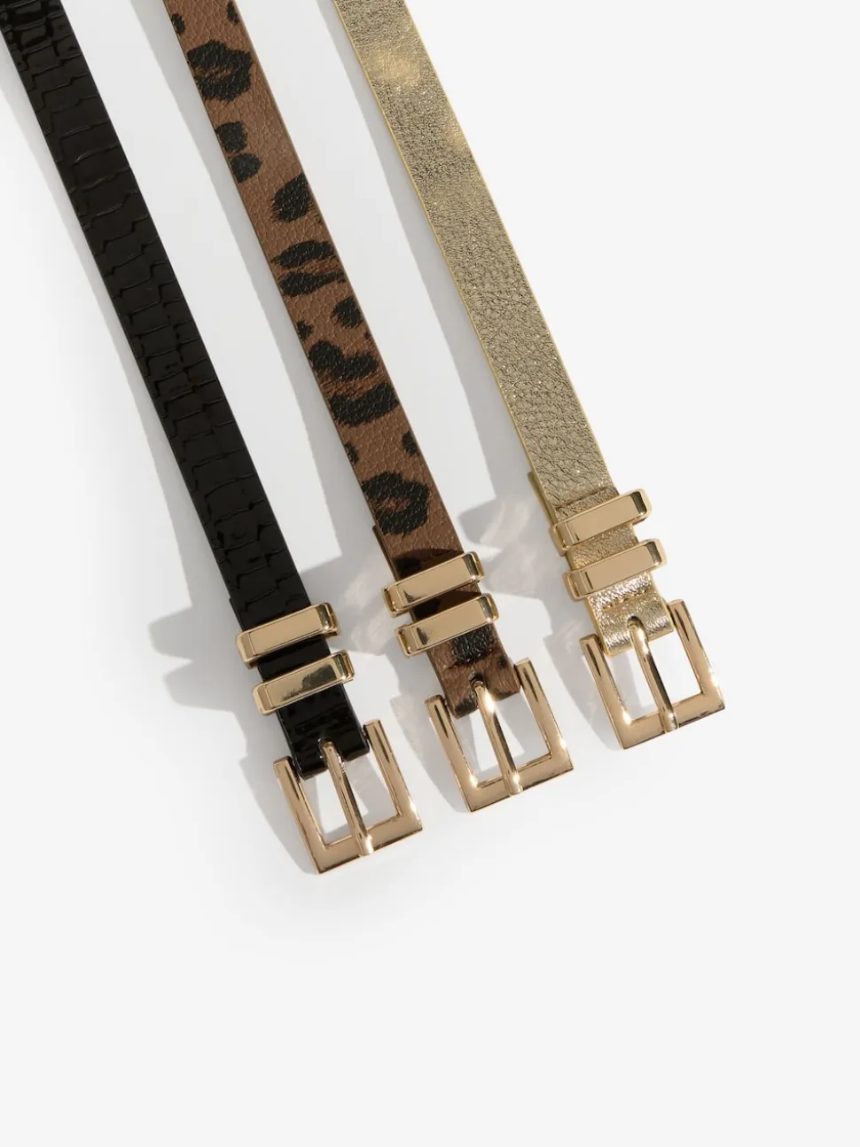 Or, léopard et noir - Lot de 3 ceintures skinny Lipsy