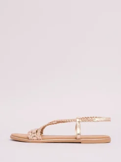 Or rose - Sandales plates Lipsy en cuir tressé