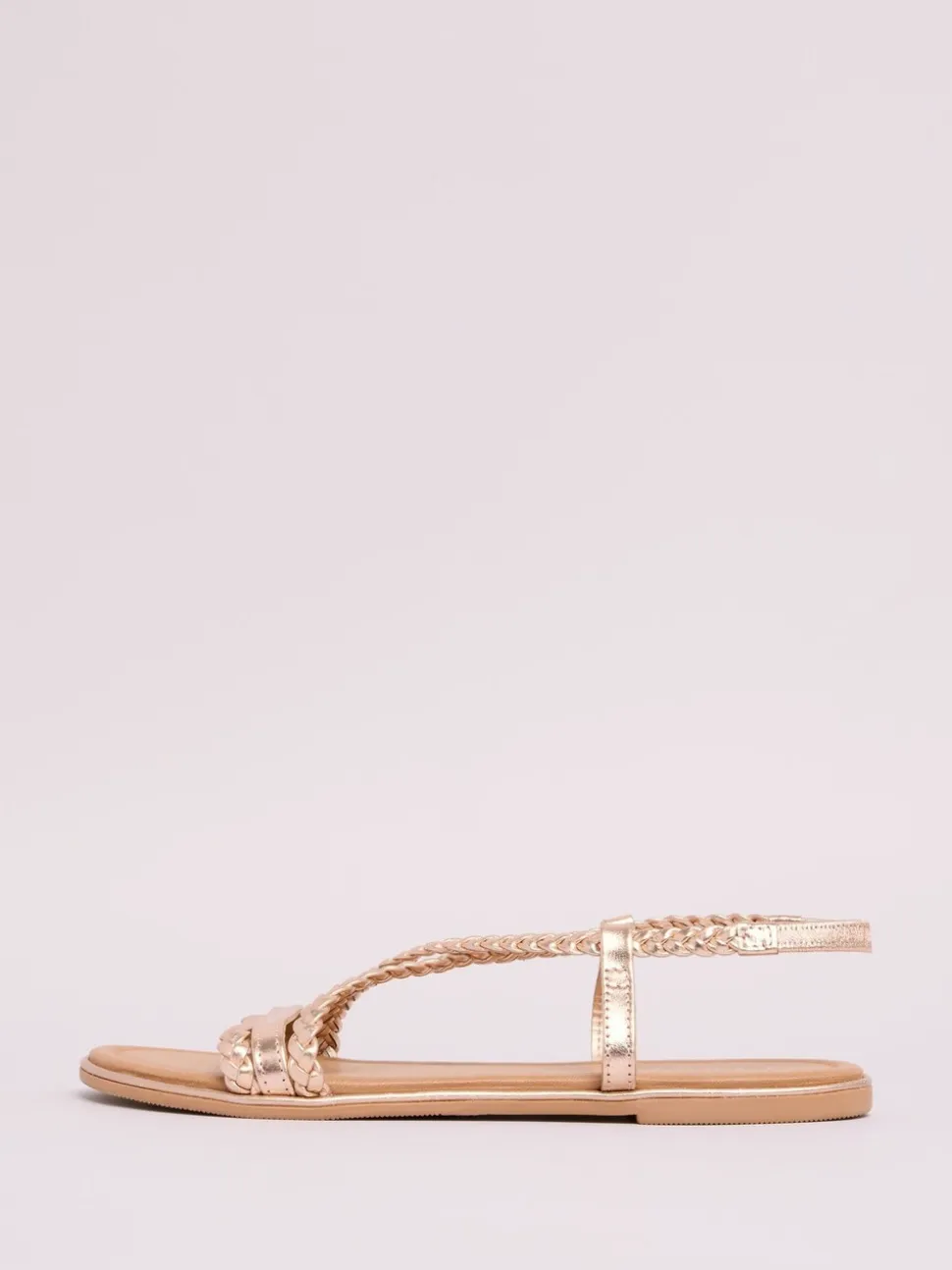 Or rose - Sandales plates Lipsy en cuir tressé