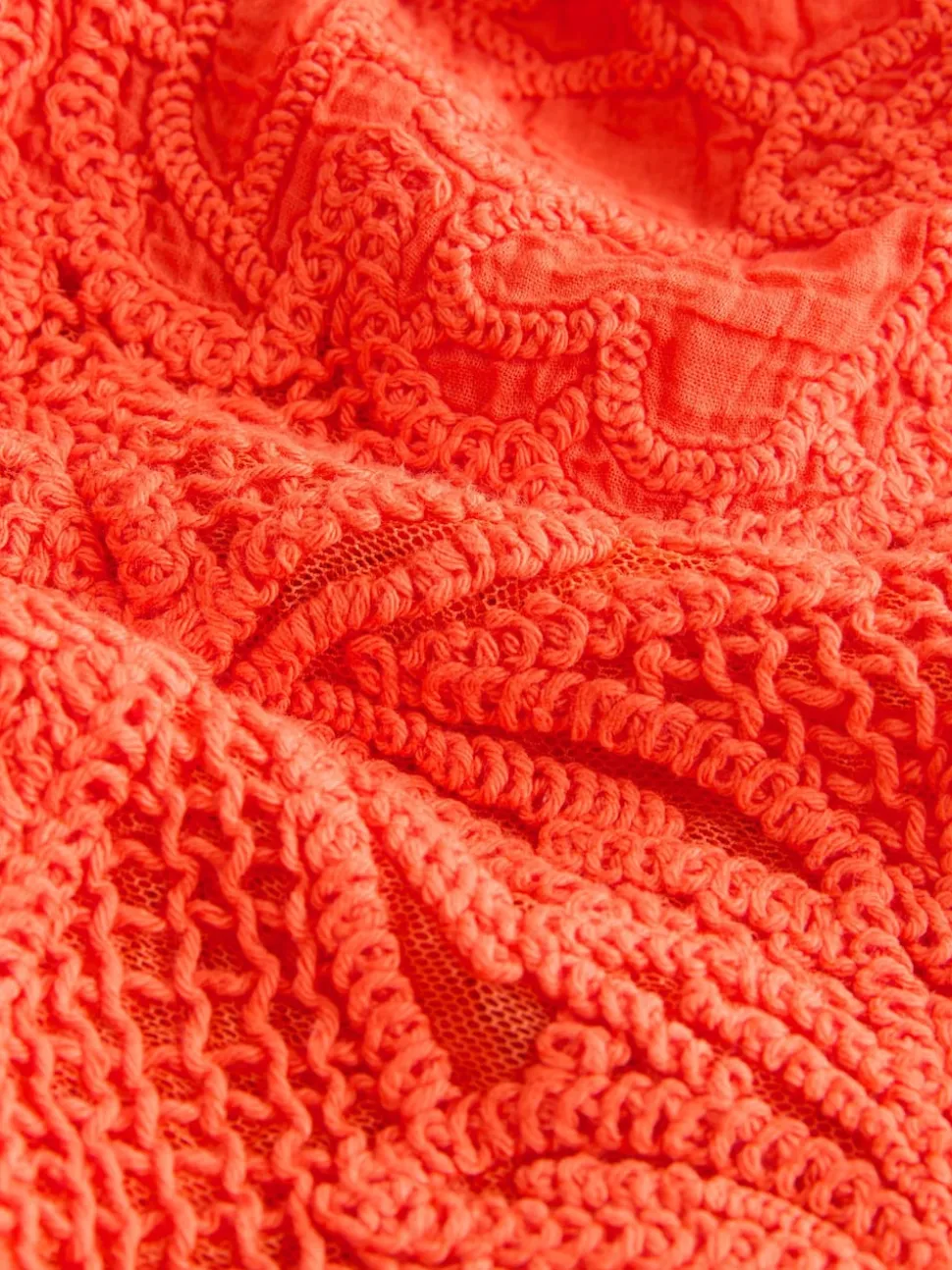 Orange - Chemise à manches courtes au crochet